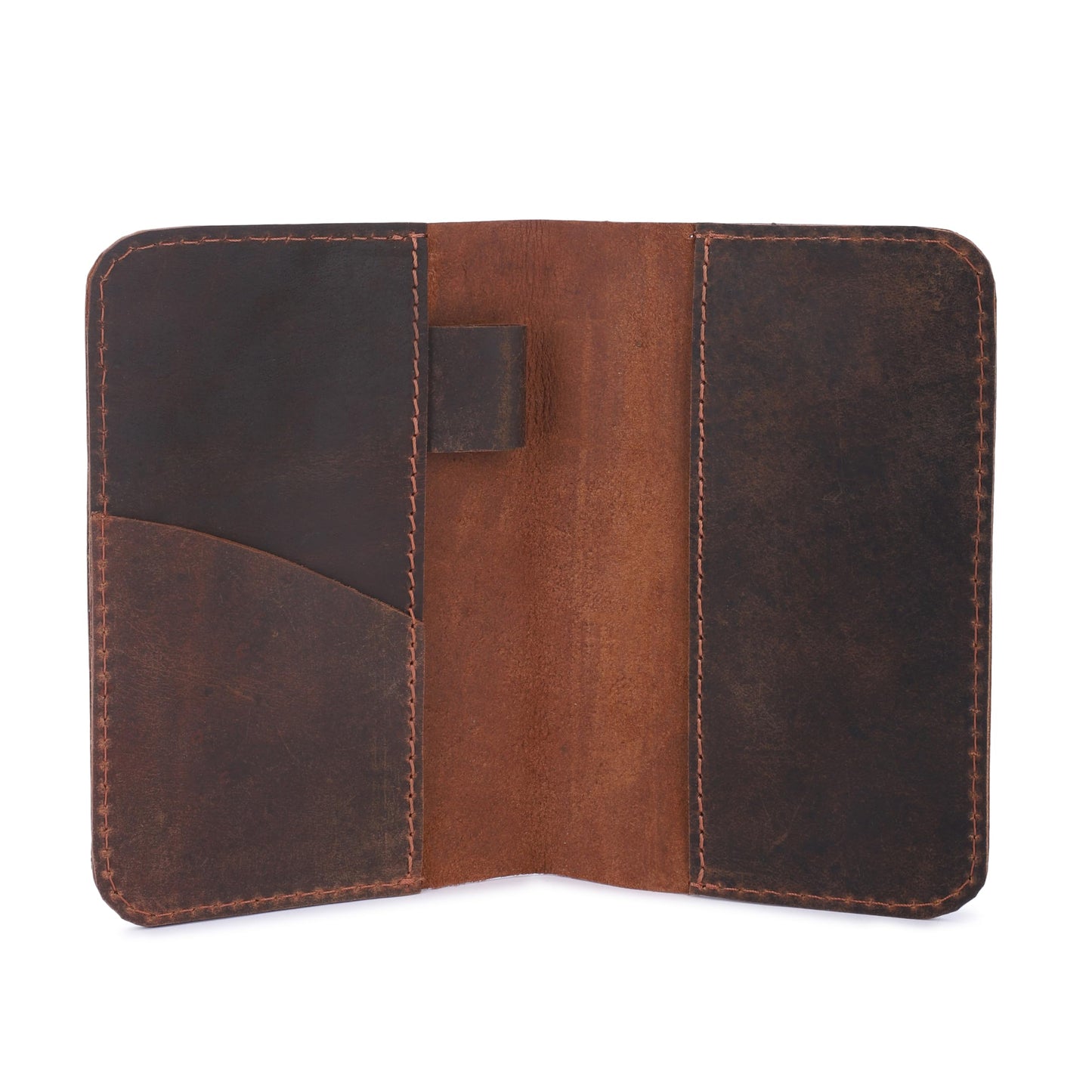 CestAntiQ, Leather Journal Cover for Field Notes, Notebook Cover for Cahier, Wallet Case, (3.5 x 5.5 in.) Cards Slot/Refillable Travelers Pocket Notebook Handmade with Pen Holder Brown