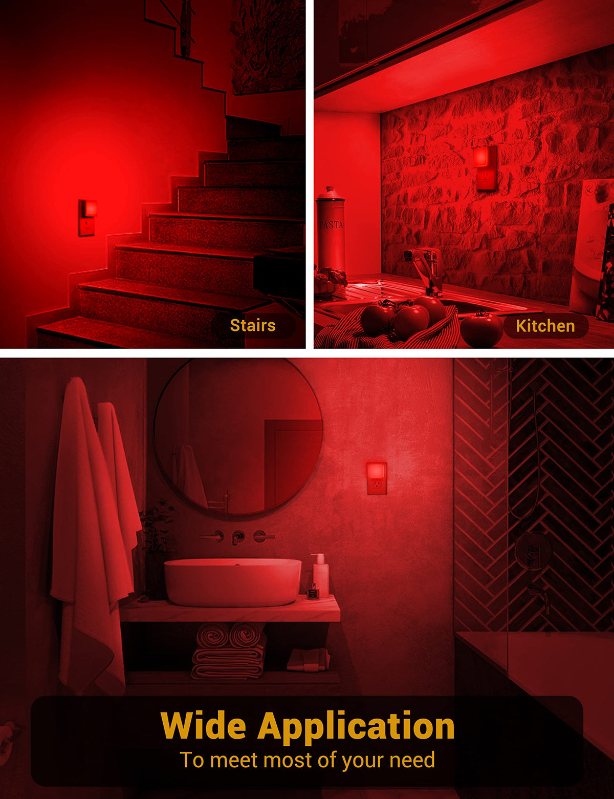 Red Night Light,JandCase Red NightLight[2 Pack],0.3W LED Night Light with Auto Light Sensor,Night Lamp Plug into Wall for Bedroom,Corridor,Hallway,Non-dimmable