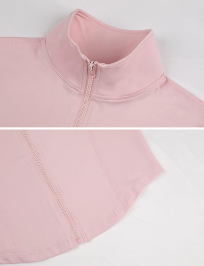 Lviefent Womens Lightweight Full Zip Running Track Jacket Workout Slim Fit Yoga Sportwear with Thumb Holes (Pink-M)
