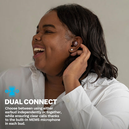 JLab Go Air Tones+ True Wireless Earbuds Designed with Auto On and Connect, Touch Controls, 32+ Hours Bluetooth Playtime, EQ3 Sound, and Dual Connect, Natural Earthtone Color (4625 W)