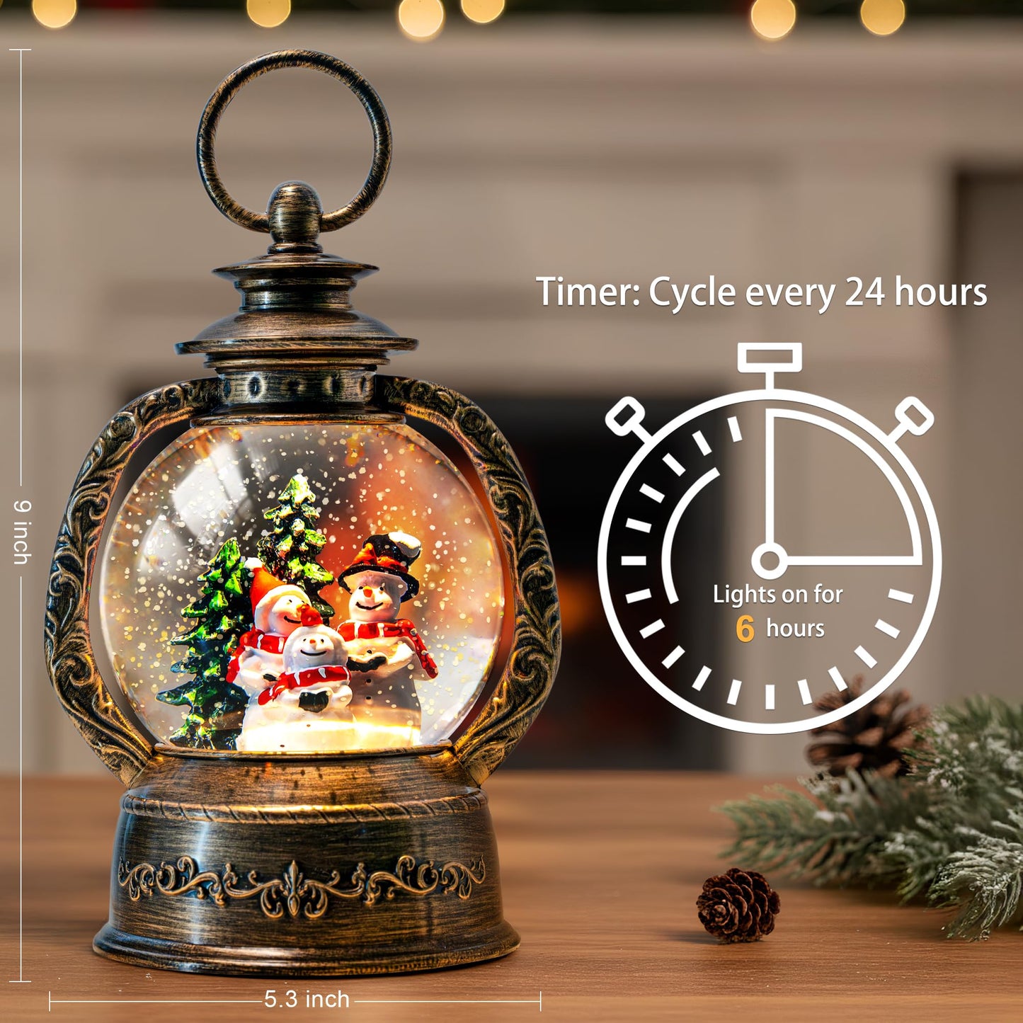 Christmas Snow Globe Water Lantern with Snowman Choir Scene Battery Operated or USB Powered Musical Lighted Holiday Decoration for Tabletop Display for Family and Friends