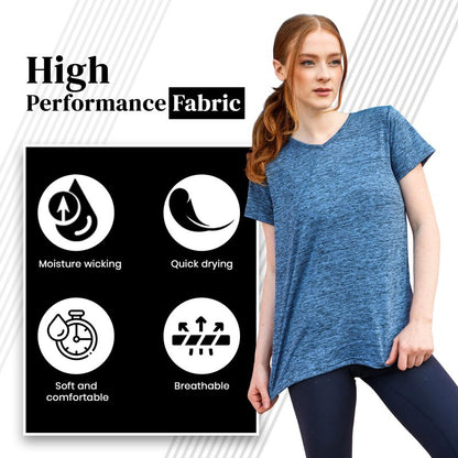 5-Pack Workout Tops for Women – Short Sleeve V-Neck Dry-Fit Moisture-Wicking Women's Activewear T-Shirts for Gym Yoga Running