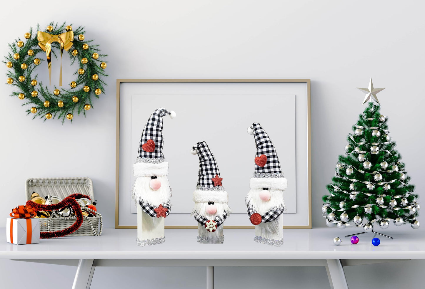 CYNOSA 3Pcs Cute Christmas Gnomes Table Signs Christmas Decorations for Home Winter Rustic Gnomes Tabletop Centerpieces Block Signs for Xmas Holiday Party Indoor Home Decor