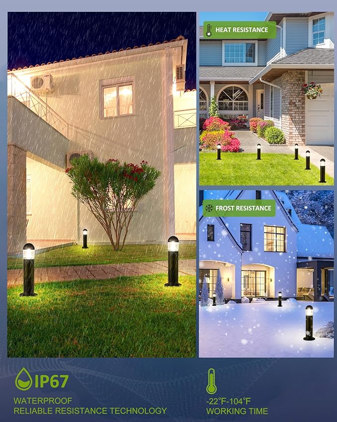 6 Pack Low Voltage Landscape Pathway Lights, 12V LED Bollard Light IP67 Waterproof, Outdoor Driveway Walkway Wired Lights (Included Connector) - Yard Garden Lawn, 2700K Warm White
