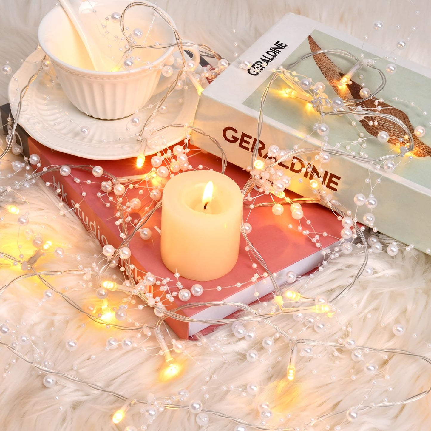 Waipfaru Christmas Garland with Lights,2Pcs Lighted Berry Garland, 13.1FT Christmas Tree Garland, Christmas Decorations Indoor for Home Outdoor Gate Table Fireplace New Year Decor, White