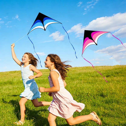 Mint's Colorful Life 2 Pack Delta Kites for Kids & Adults, Easy to Fly Large Kite Set for Beginners, Perfect Family Kites for Park and Beach Trip with 300ft String Handles (Blue&Pink)
