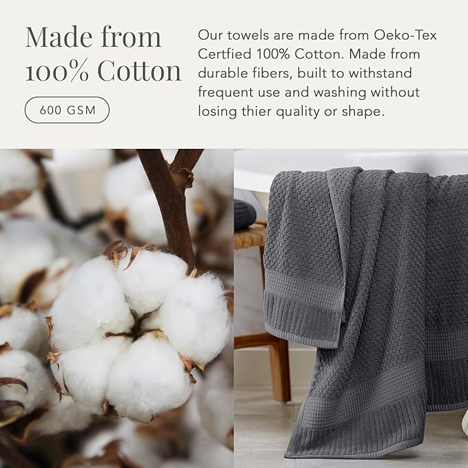 NY Loft 100% Cotton Towel Set 6 Piece | Super Soft & Absorbent Quick-Dry 2 Bath