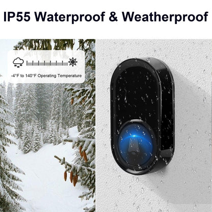 Wireless Doorbell - PHYSEN Waterproof Doorbell Chime Kits 2 receivers - Operating at 1300 ft Range - 58 Melodies 5 Volume Levels & LED Flash - Door Bells & Chimes Wireless for Home Classroom