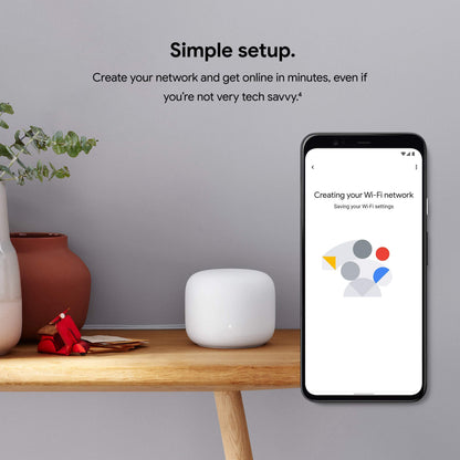 Google Nest WiFi Router 4x4 AC2200 Mesh Wi-Fi Router with 2200 sq ft Coverage (Renewed)