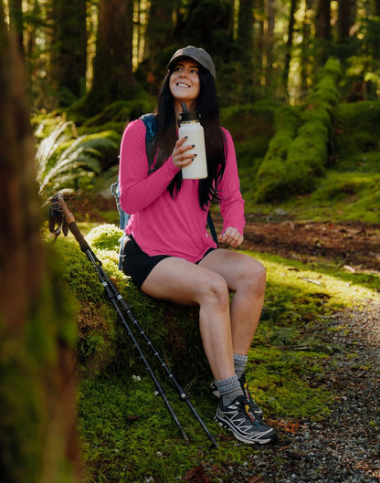 Women's Sun Shirts UPF 50+ Long Sleeve UV Protection Shirt Lightweight Quick Dry Workout Hiking Tops for Women(Granita Pink,XXXL)