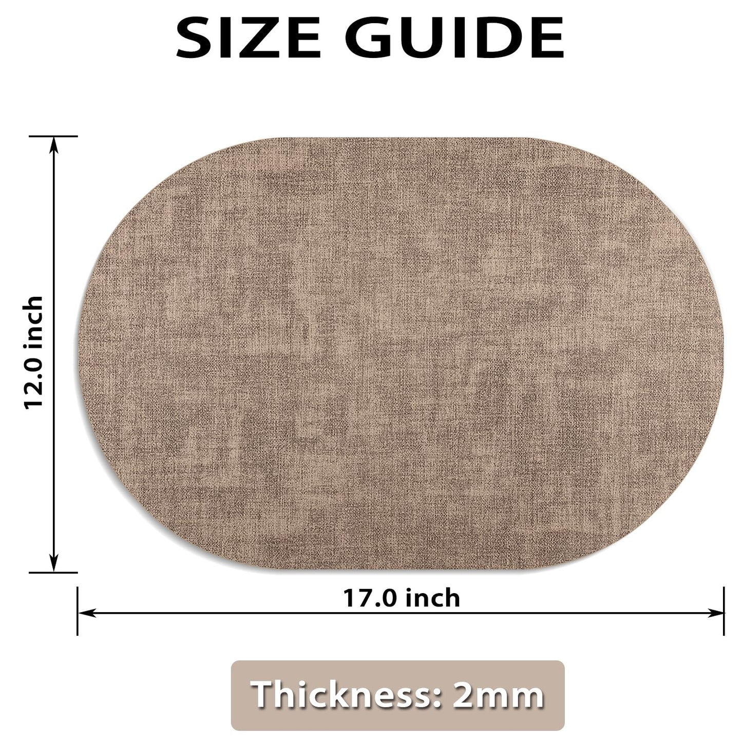 BARTHKIT Placemats Set of 6 Non Slip, Heat Resistant Oval Faux Leather Place mats Double Layer, Waterproof Table Mats Easy to Clean for Kitchen Dining Room Coffee Office Table, Apricot