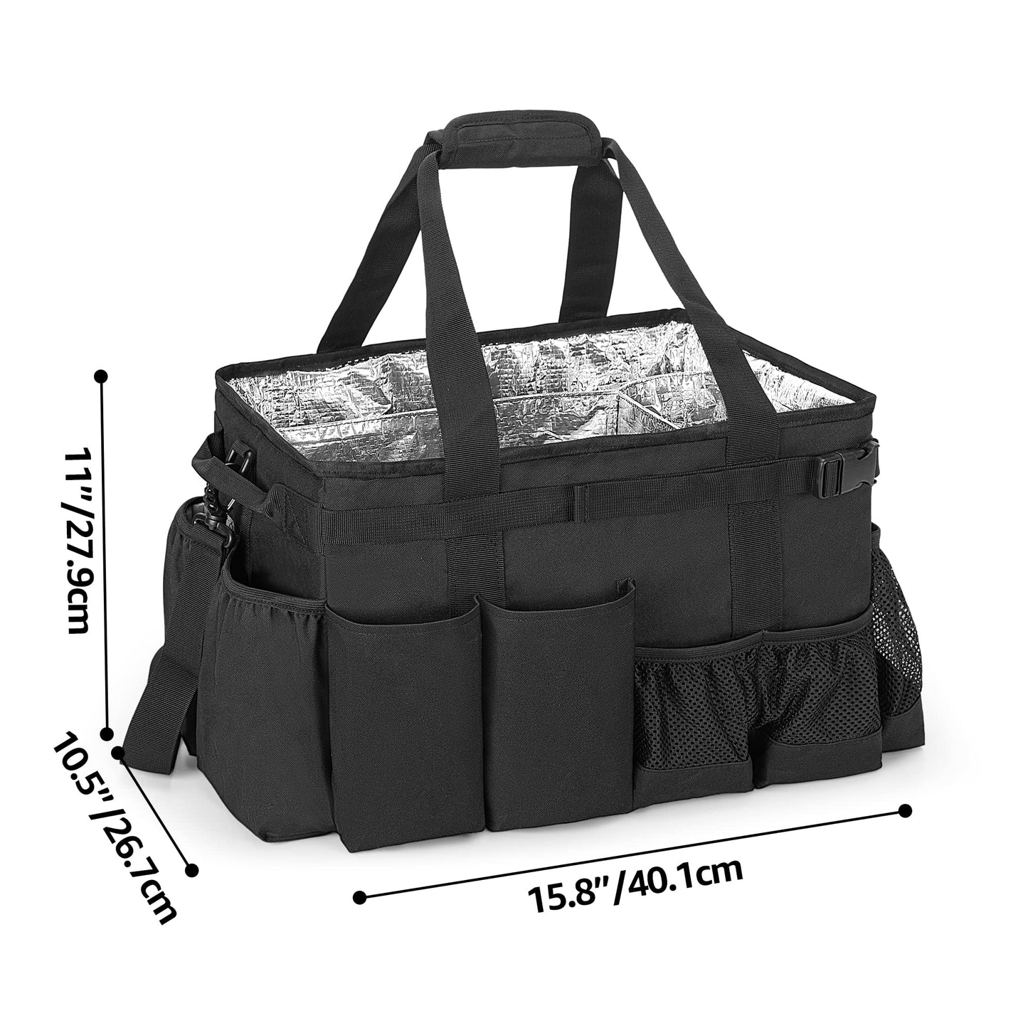 HODRANT Large Grill Utensil Caddy with Paper Towel Holder, Outdoor Picnic Bag Organizer for BBQ Supplies Tool, Tailgating Accessory Basket Camping Gear Must Haves for Cook Essentials, Black, Bag Only