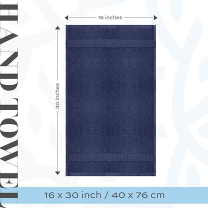 White Classic Luxury Navy Blue Hand Towels