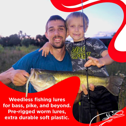 DeLong Lures 10" Pre-Rigged Weedless Swim Bait – Twister Tail Soft Plastic Bass Fishing Lure, Motor Oil, Durable Freshwater Bait, 5-Pack, Made in USA