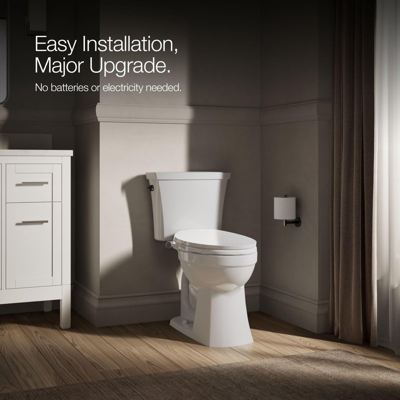 Kohler PureWash M300 Manual Elongated Bidet Toilet Seat, Chrome Handle, Quiet-Close Lid Prevents Slamming, Toilet Bidet, Easy Installation with Quick-Release Hinges, Self-Cleaning Wand