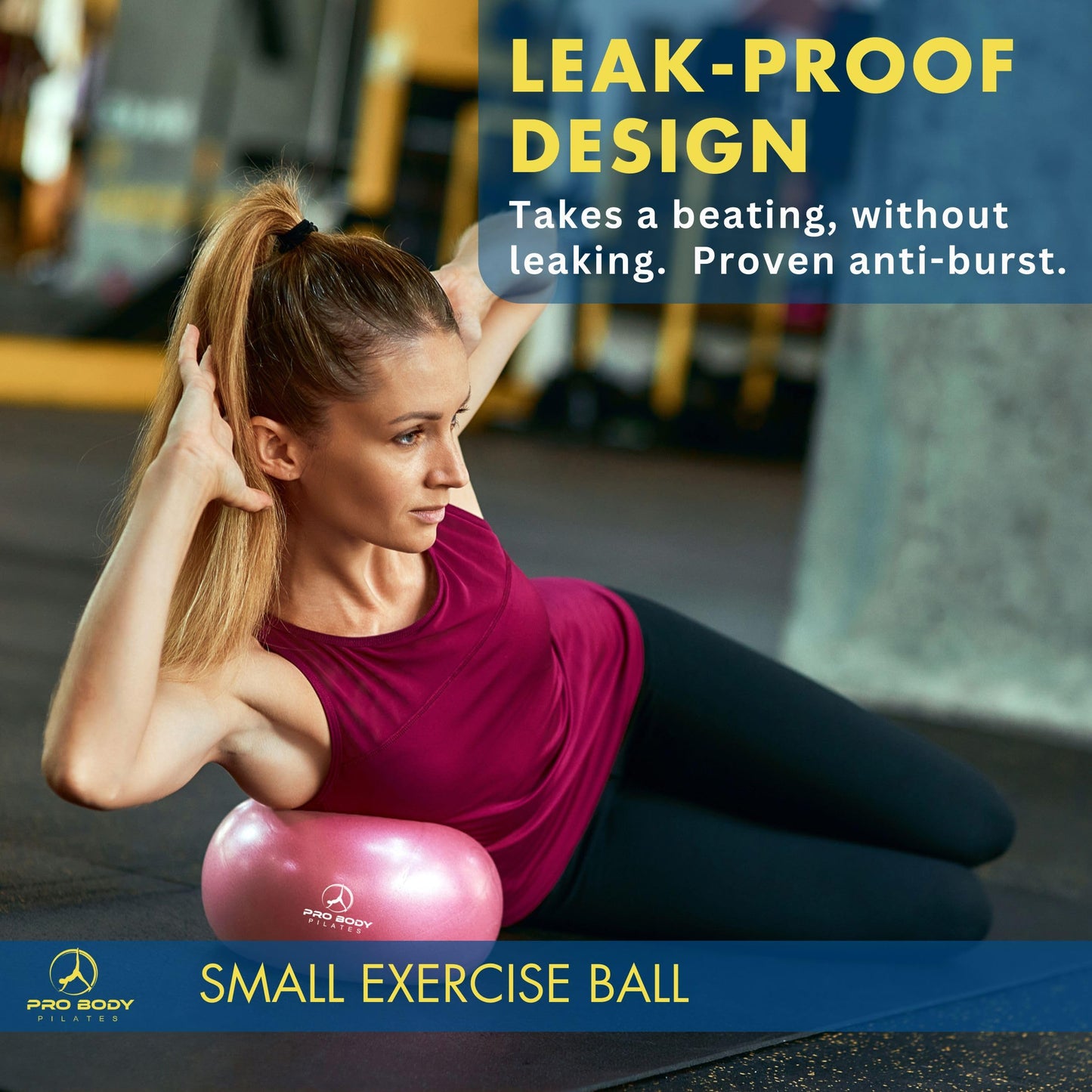 ProBody Pilates Small Exercise Ball with Pump - 9 Inch Workout Ball for Stability, Barre, Yoga, Core & Physical Therapy, Home Gym & Office Use (Pink)