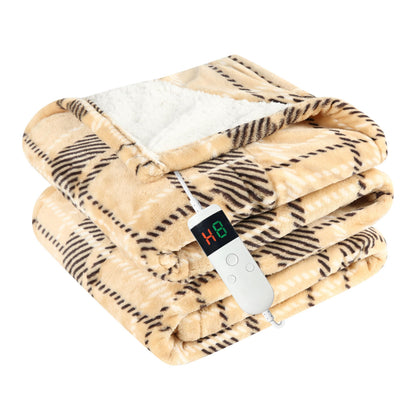 Electric Heated Blanket Queen Size 84''x90'' Soft Flannel & Sherpa Electric Blanket with 10 Heating Levels, Automatically Shut Down After 8h with Overheat Protection Machine Washable
