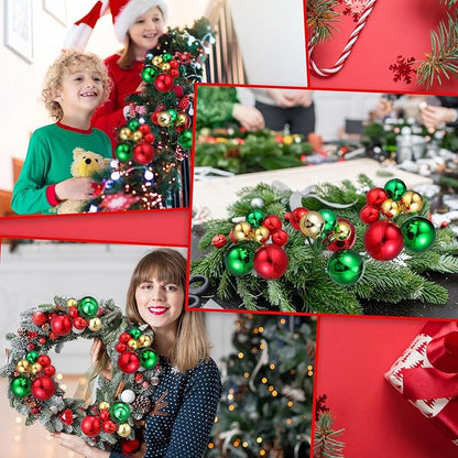 12 Pcs Christmas Tree Picks 7.87 Inch Red Green Gold Christmas Balls Ornaments Christmas Tree Decorations for Xmas Tree Topper DIY Wreath Holiday Floral Vase Fillers Crafts Home Decor