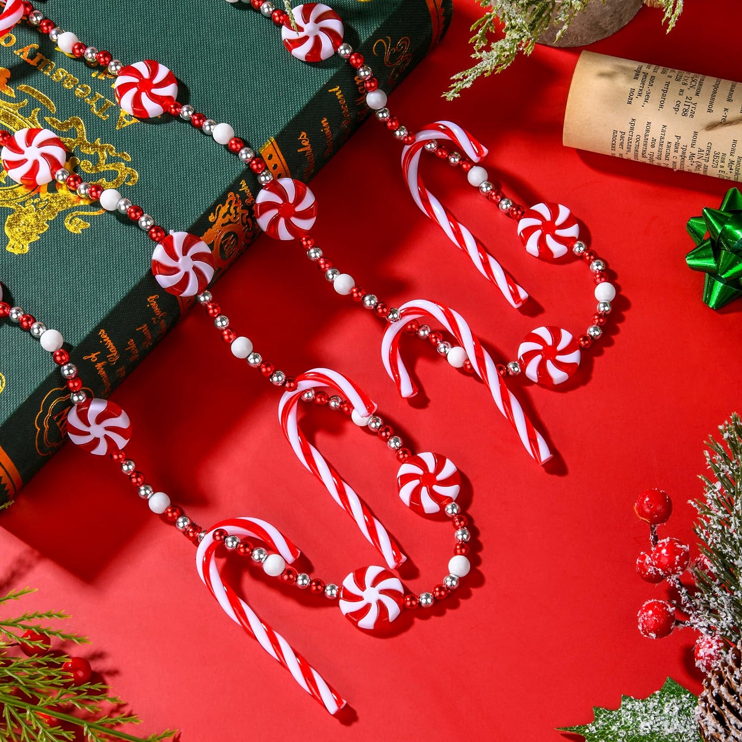 WHQXFDZ 9 Feet Christmas Candy Cane Garland Christmas Tree Decoration