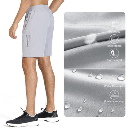 NORTHYARD Men's Athletic Running Shorts Gym Workout 7"/9"/5" Quick Dry Lightweight Sports Basketball Tennis 3 Zipper Pockets Grey 2XL