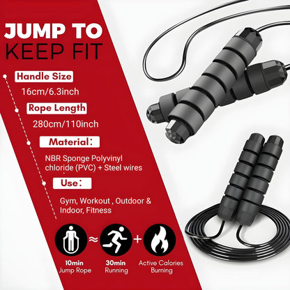 Jump Rope - Tangle-Free Rapid Speed with Ball Bearings -jump Rope for Men, Women, Kids and Adults – Home Exercise and Slim Body Adjustable Speed Jump Ropes for Fitness at Home Gym Workout