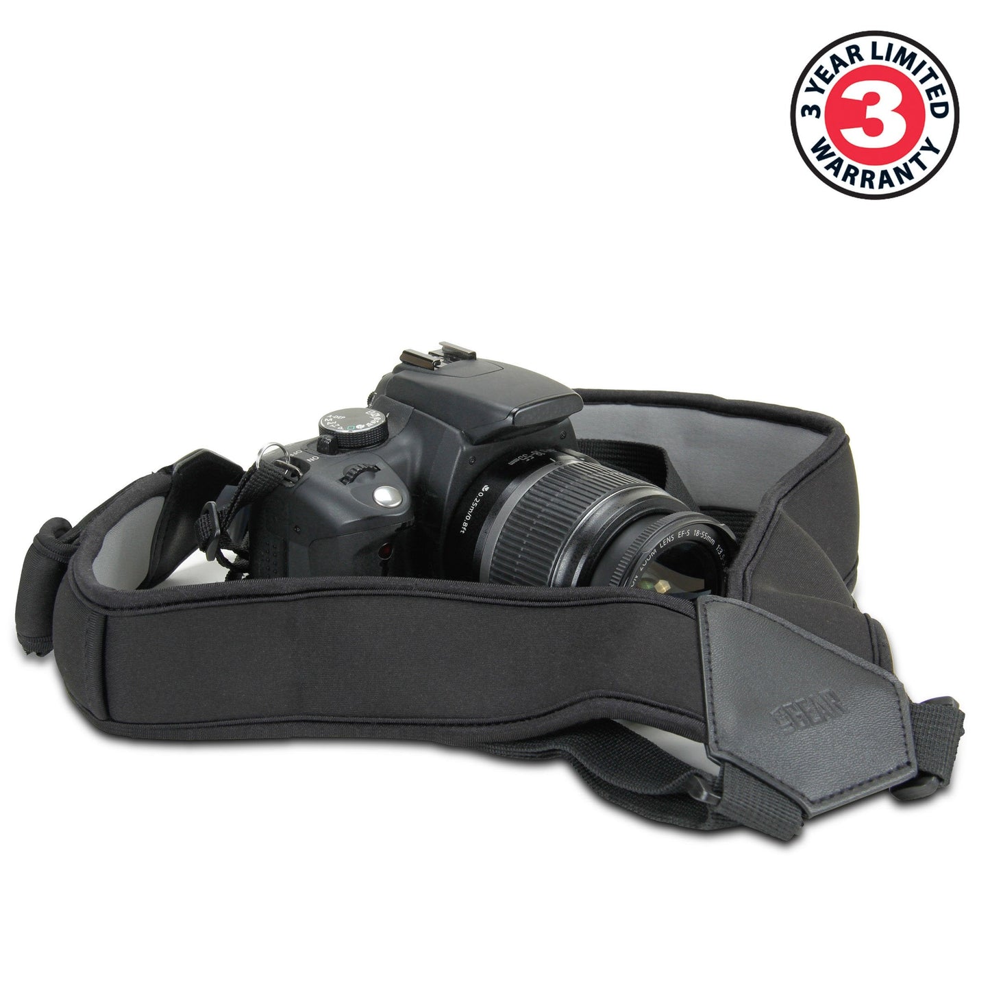 USA Gear DSLR Camera Strap Chest Harness with Quick Release Buckles, Black Neoprene Pattern and Accessory Pockets - Compatible with Canon, Nikon, Sony and More Point and Shoot and Mirrorless Cameras