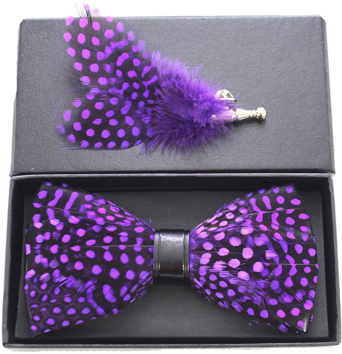 Feather Bow Tie Peacock Pre-tied Bow tie Brooch Sets Tuxedo Banquet Necktie