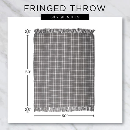 DII Modern Zig Zag Throw Blanket Woven Cotton, Hand-Knotted 2.5" Fringe, 50x60, Natural