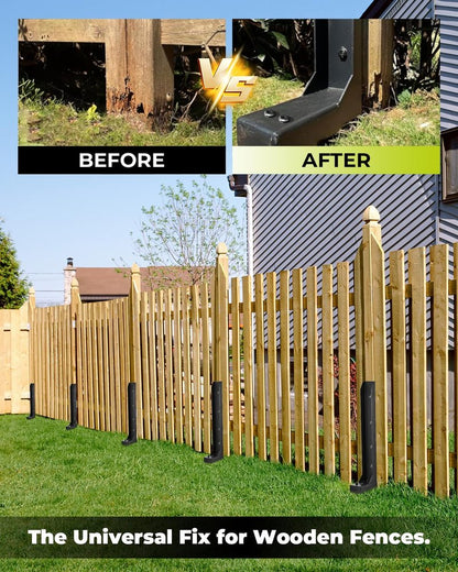 Saker Neo Fence Post Repair Kit – Heavy Duty Steel Fence Post Anchor for Leaning or Broken Posts, Fence Post stabilizer with Screws & Tool,32inch(2 pcs)