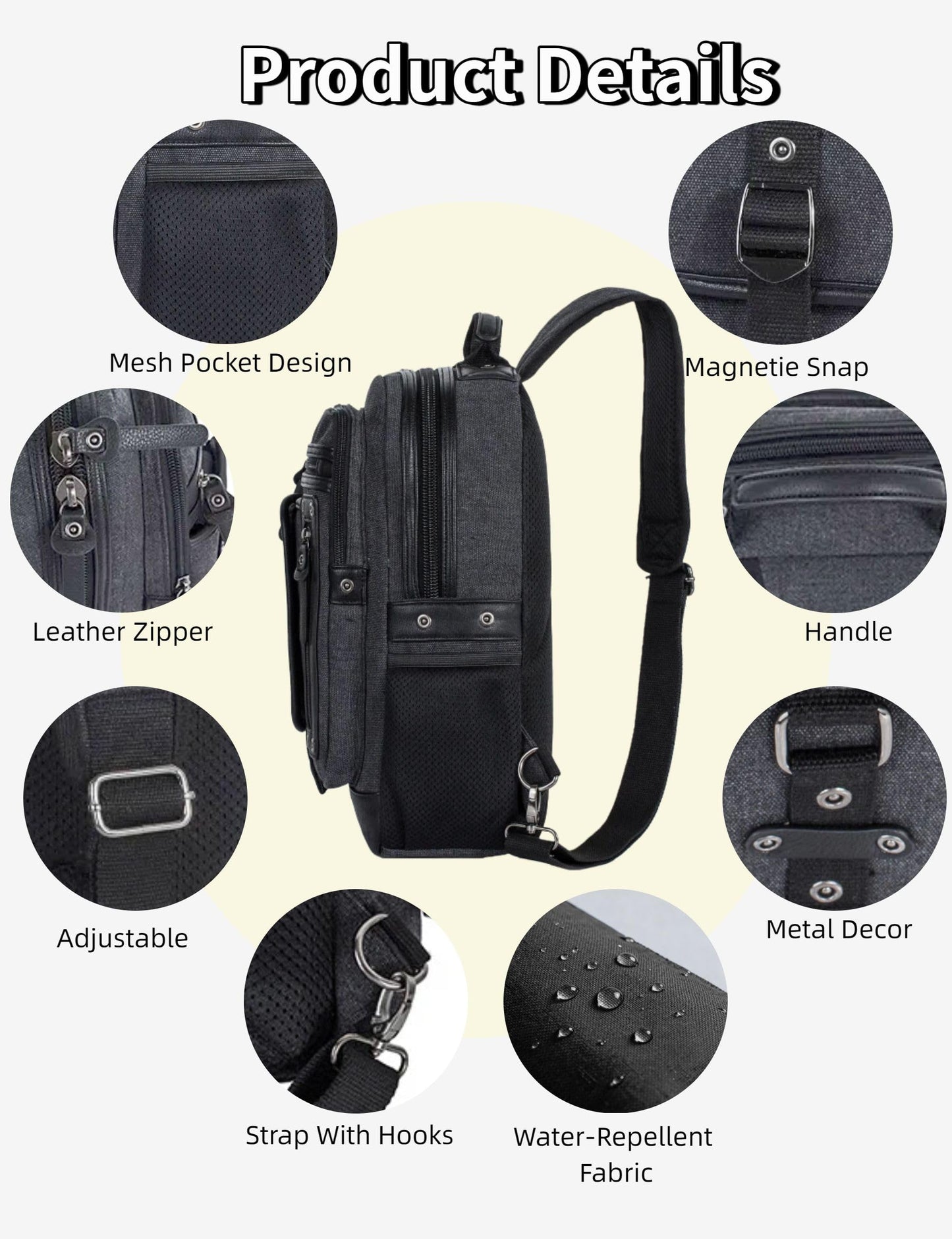Schkleier Messenger Bag for Men Canvas Sling Bag Crossbody Backpack Laptop Shoulder Bag Hiking Daypacks Casual Tactical