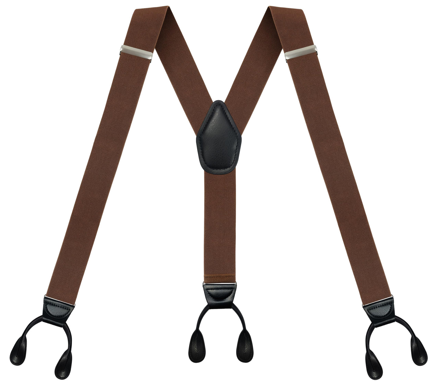 AmazingSky Men's 2" Wide Y-Back Adjustable Elastic Button End Suspenders,Tuxedo Braces for big and tall with 52" Length,Camel