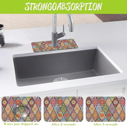 Sink Faucet Absorbing Mat Bohemian Textile Rug Texture Sink Splash Guard Drying