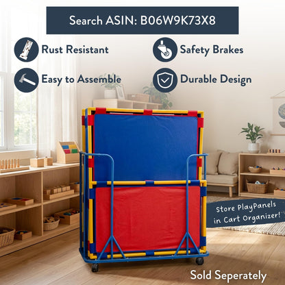 Children's Factory Big Screen PlayPanel, Kids Room Divider, Lightweight, Classroom Privacy Screen, Cantilever Feet Included, Plastic, Vinyl, 1 Panel, Blue