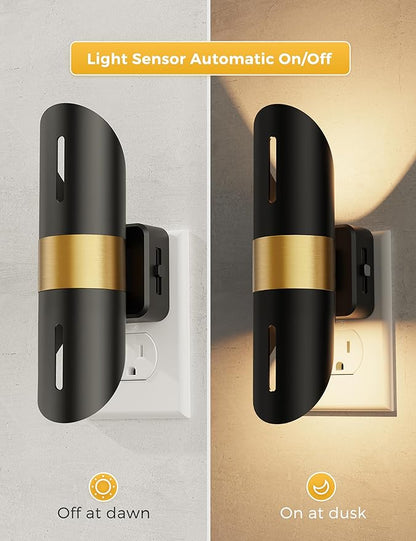 L LOHAS LED Night Lights Plug into Wall, [2-Pack] Decorative Plug in Night Light with Light Sensor,0-100LM Adjustable Brightness,Soft White 3000K, Nightlight for Hallway Bedroom Bathroom