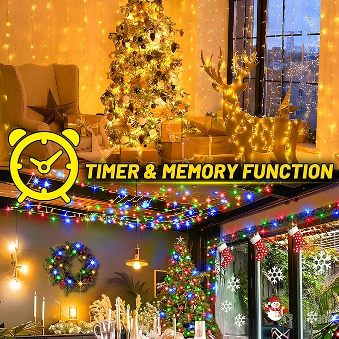 KNONEW 1000 LED 403FT Christmas Lights Outdoor Clear Wire Color Changing String Lights with 11 Modes & Timer Dimmable Fairy Light for Xmas Tree Roof Yard Wedding Decorations(Warm White to Multicolor)