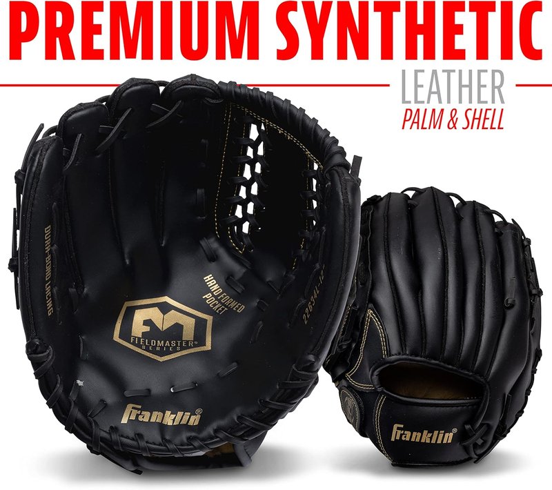 Franklin Sports Field Master Baseball & Softball Glove - Adult & Youth Mitts | Right Hand Throw, Versatile Fit