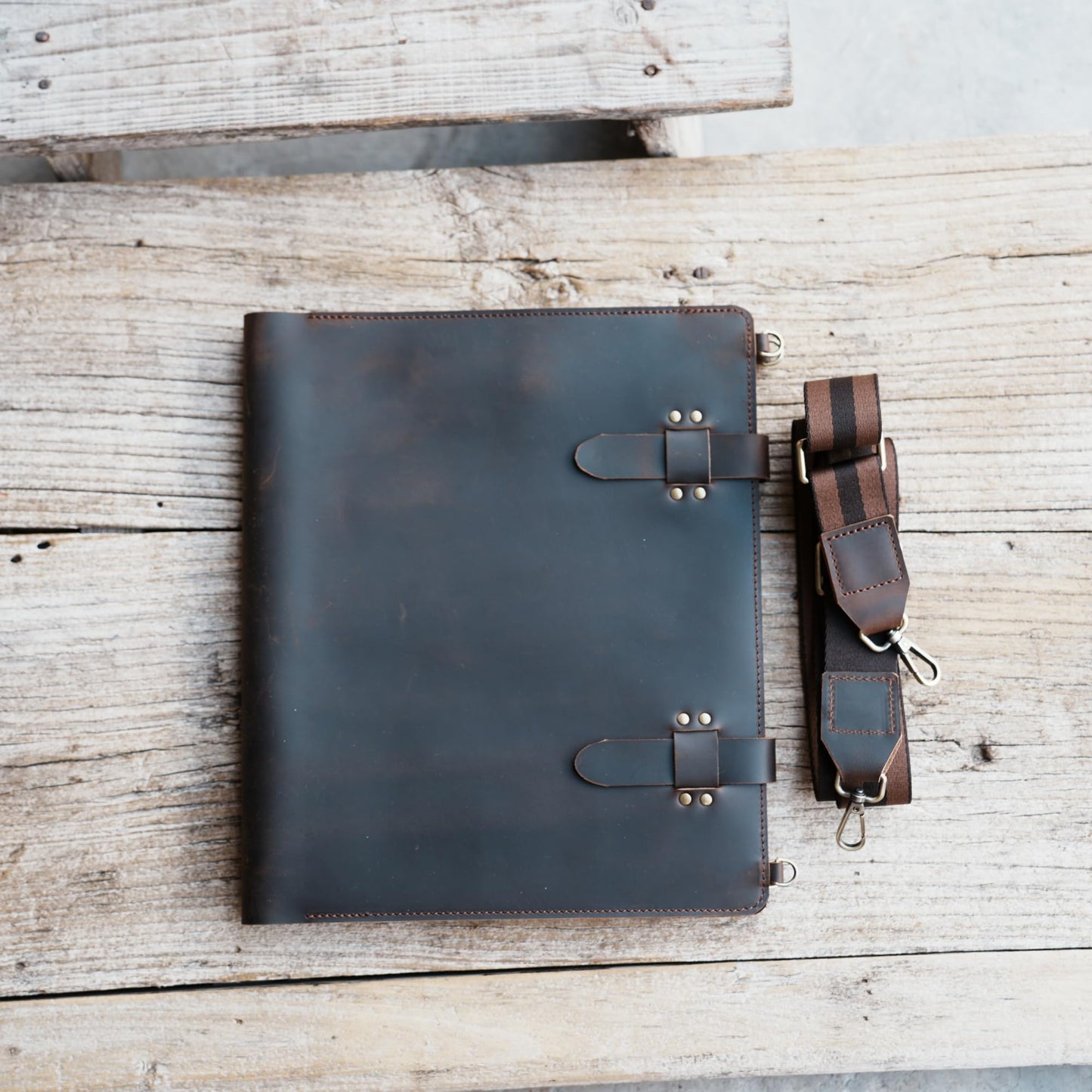 Handmade Leather Sketchbook Cover, Leather Artist Sketch Pad Cover for 9" x 12" Sketchbook, Drawing Book and Pencil Case, Journal Notebook Portfolio, Artis Drawing Gifts (darkbrown)