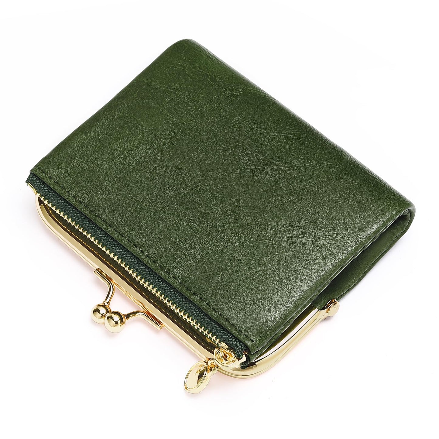 RNIEGA Wallet Women Small RFID Blocking Bifold Leather Wallets for Women Vintage Coin Purse With Zipper and Kiss Lock