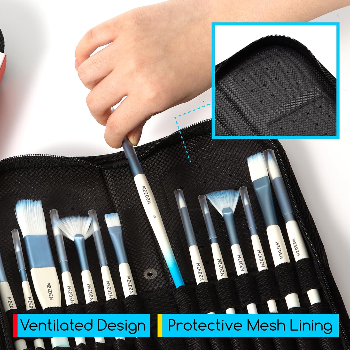 MEEDEN Paint Brush Holder, 15 X 11.2 Inch Zippered Paints Brush Case, Organization and Storage Bag for Artist Paints Brush (Brushes NOT Included)