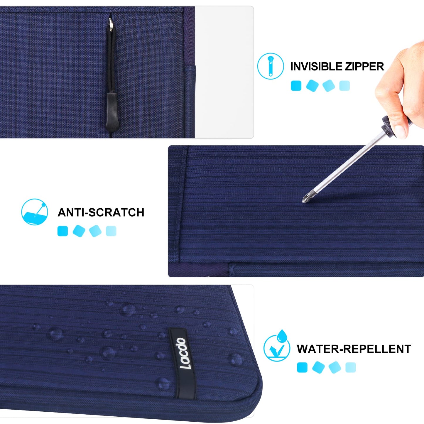 Lacdo Tablet Sleeve Case for 11 inch iPad A16 | 11 Inch ipad Air M4 M3 M2 | 11" iPad Pro M5 M4 | 10.9" ipad/ipad Air | 10.2" IPad | 11" Samsung Galaxy Tab A9+, iPad Air Pro Case Protective Bag, Blue