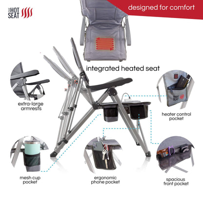 POP Design The Hot Seat, USB Heated Portable Folding Camping Chair, Perfect for Outdoor, Lawn, Patio, Sports, Beach, or Picnics. (Battery Pack NOT Included)