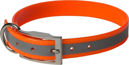 Reflective Dog Collar - 1" Wide, Orange | Fits 16"-19.5" Neck Sizes, Durable & Highly Reflective for Active Dogs