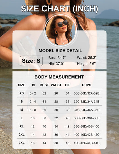 Blooming Jelly Womens High Waisted Bikini Sets Crisscross Tummy Control Swimsuit Metal 2 Piece Swim Suit (X-Large, Blue)