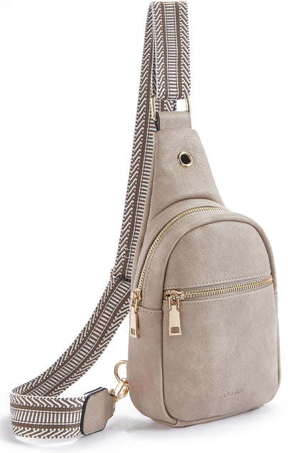 Telena Small Sling Bag for Women Leather Crossbody Fanny Packs Chest Bag for Women