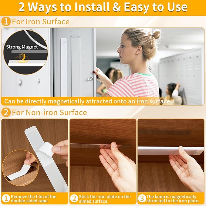 Wireless Under Cabinet Lighting 12 Inch 3 Pack, Magnetic Motion Sensor Light Indoor USB C Rechargeable Closet Lights, 3 Color Dimmable LED Night Light Stick on Under Counter Lights for Kitchen Stairs