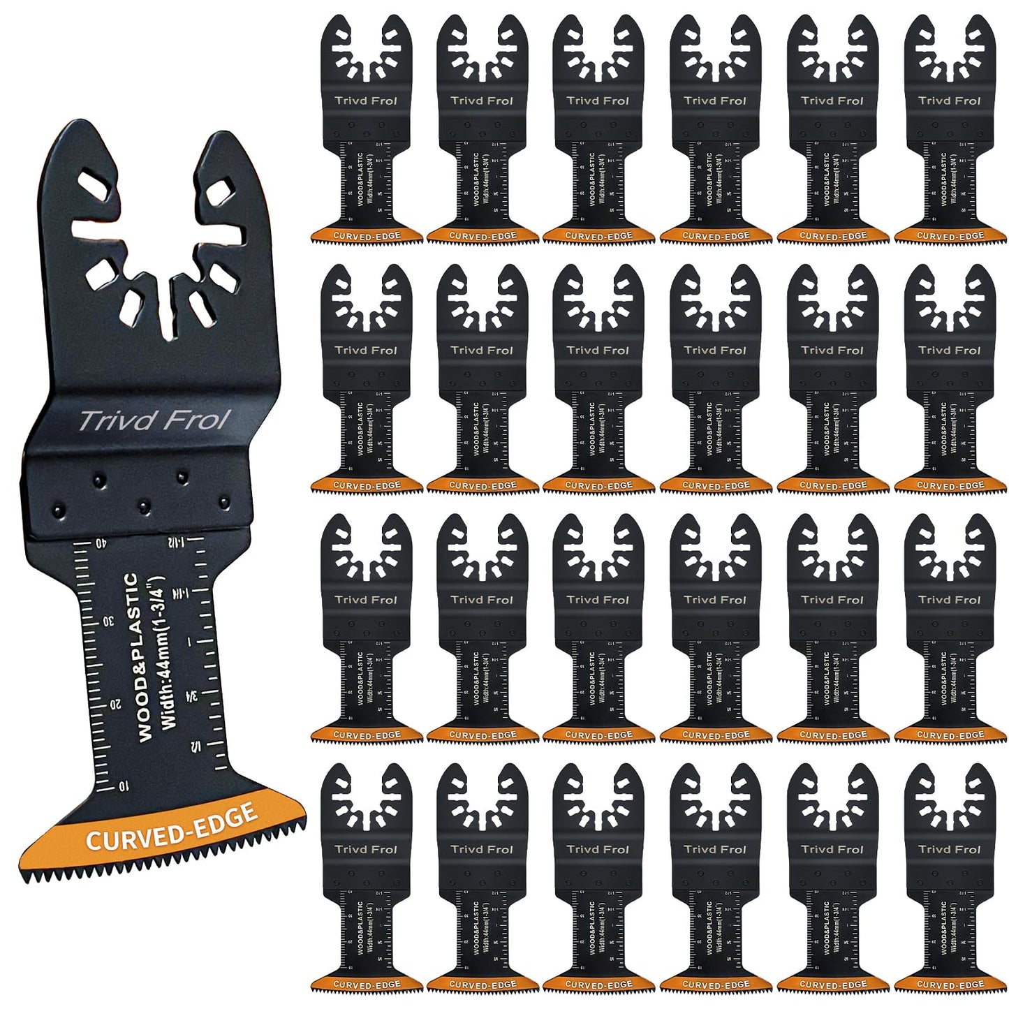 Trivd Frol 100Pcs Curved-Edge Oscillating Tool Blades Professional Universal Oscillating Saw Blades Wood Multitool Blades Compatible with Dewalt, Milwaukee, Ryobi, Rockwell, Bosch