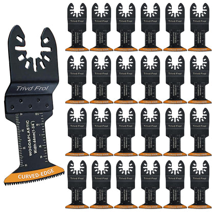 Trivd Frol 100Pcs Curved-Edge Oscillating Tool Blades Professional Universal Oscillating Saw Blades Wood Multitool Blades Compatible with Dewalt, Milwaukee, Ryobi, Rockwell, Bosch