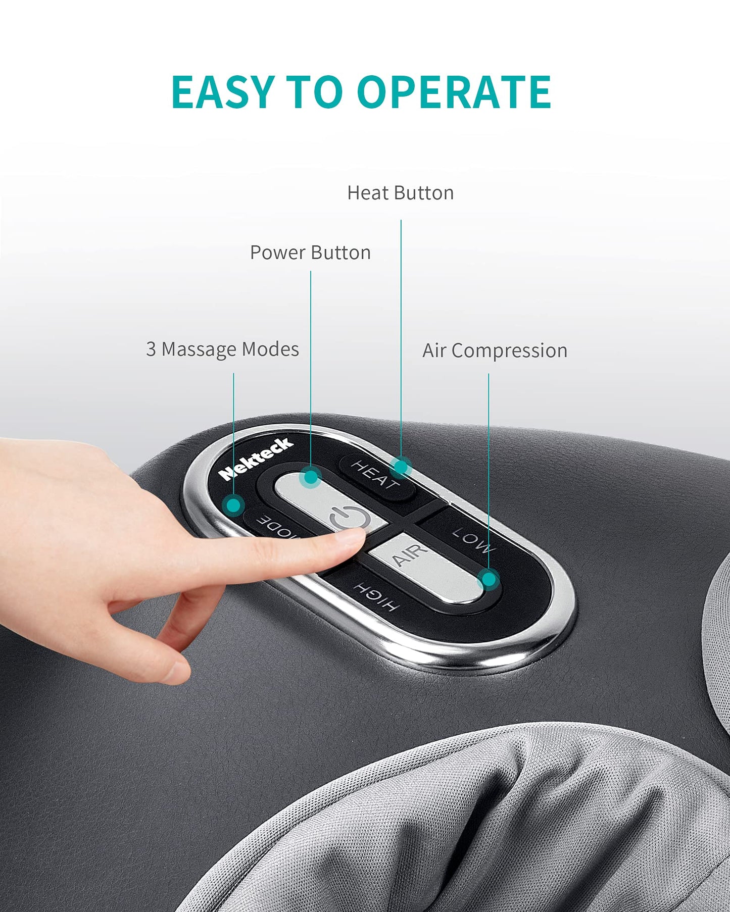 Nekteck Shiatsu Foot Massager with Heat, Deep Kneading Therapy Air Compression, Feet Massage Improve Blood Circulation Foot Wellness Soothing Pain Relief, Relax for Home Office Use