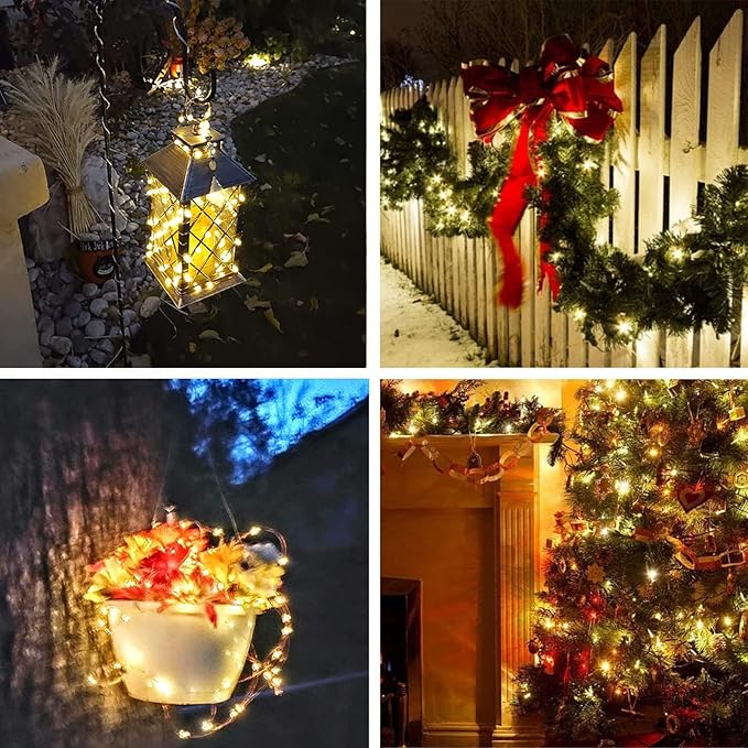 4-Pack Solar String Lights for Outside, Total 400LED Solar Christmas Lights Waterproof, Outdoor Twinkle Light Copper Wire 8 Modes Fairy Light for Xmas Tree Garden Party Wedding Decor (Warm White)