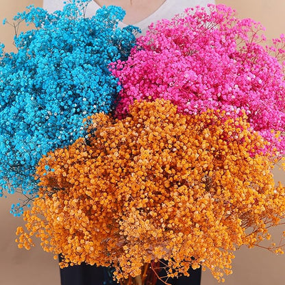 Dried Babys Breath Flowers Bouquet-17 Inch 2500+ Ivory Dark Blue Dried Flowers, Natural Dry Flowers for Wedding Flowers, Table Vase Decor, DIY Wreath Floral, Home Office Party Garden Decoration